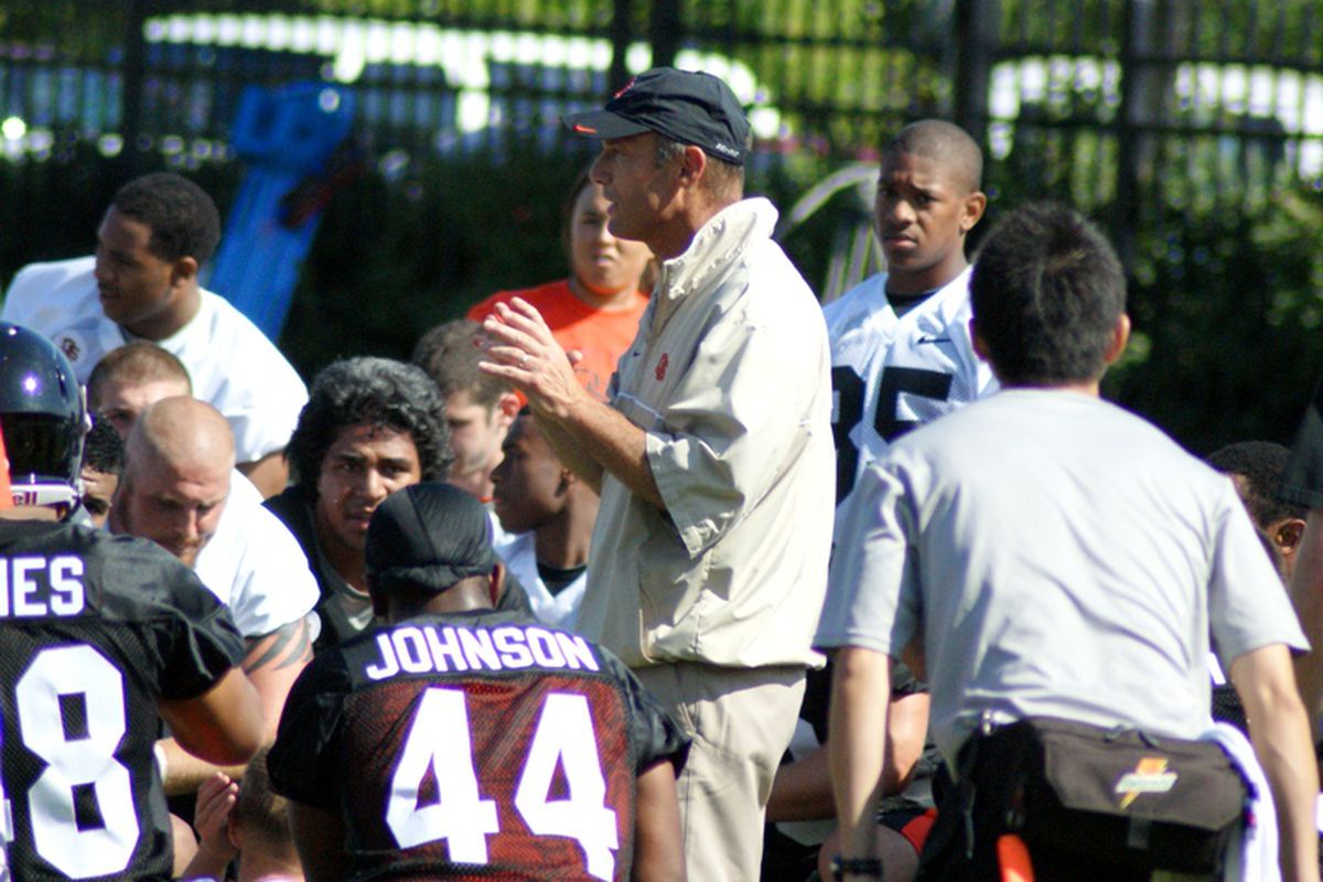 Oregon St. head football coach Mike Riley has announced the dates in April when spring practices will be held. <em>(Photo by Andy Wooldridge)</em>